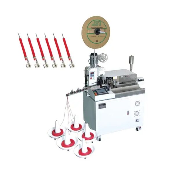 Full automatic tinning and crimping machine (one side crimping, one side tinning) Automatic cutting cable, stripping skin, crimping terminal, tinning, all in one machine